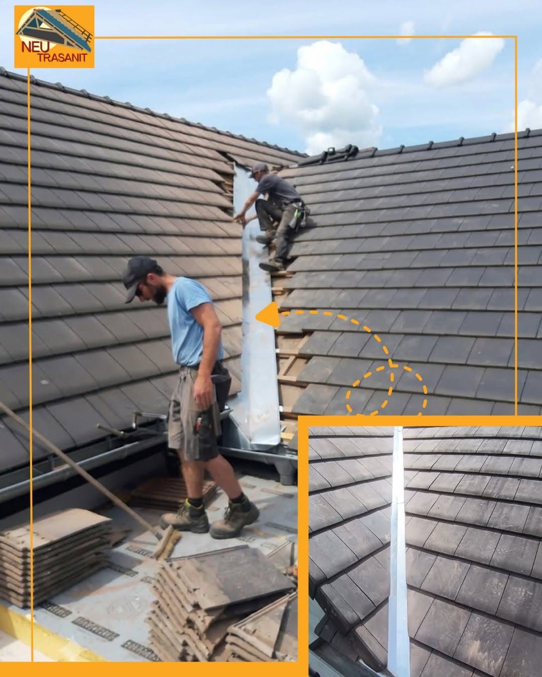 Couverture de toiture, chantier Neu Trasanit